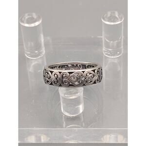 925 Sterling Silver Scroll Band Ring 5mm Oxidized Filigree Women's Size 6-9